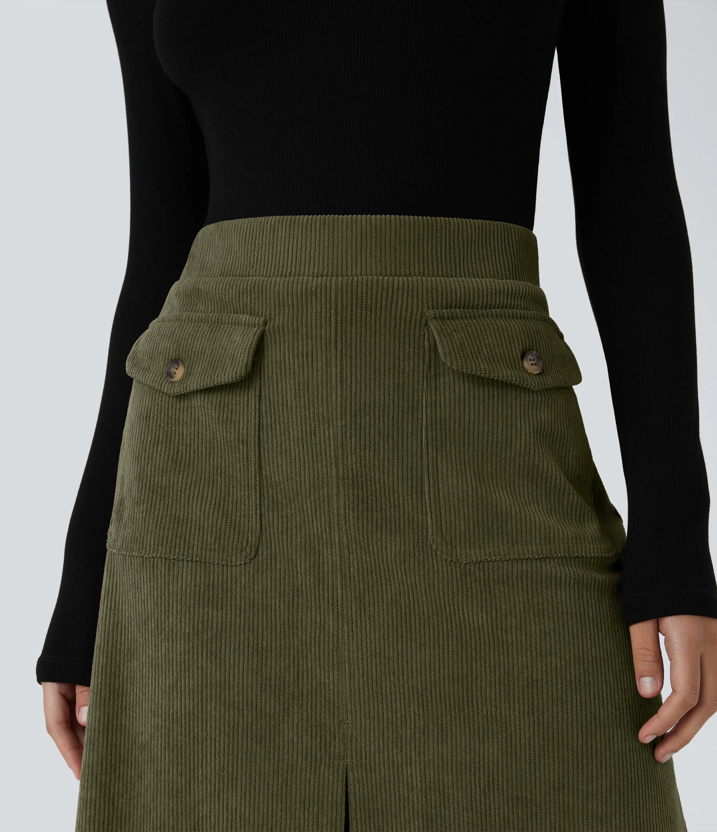 👗 تنورة ميدي بخصر متوسط وشق جانبي