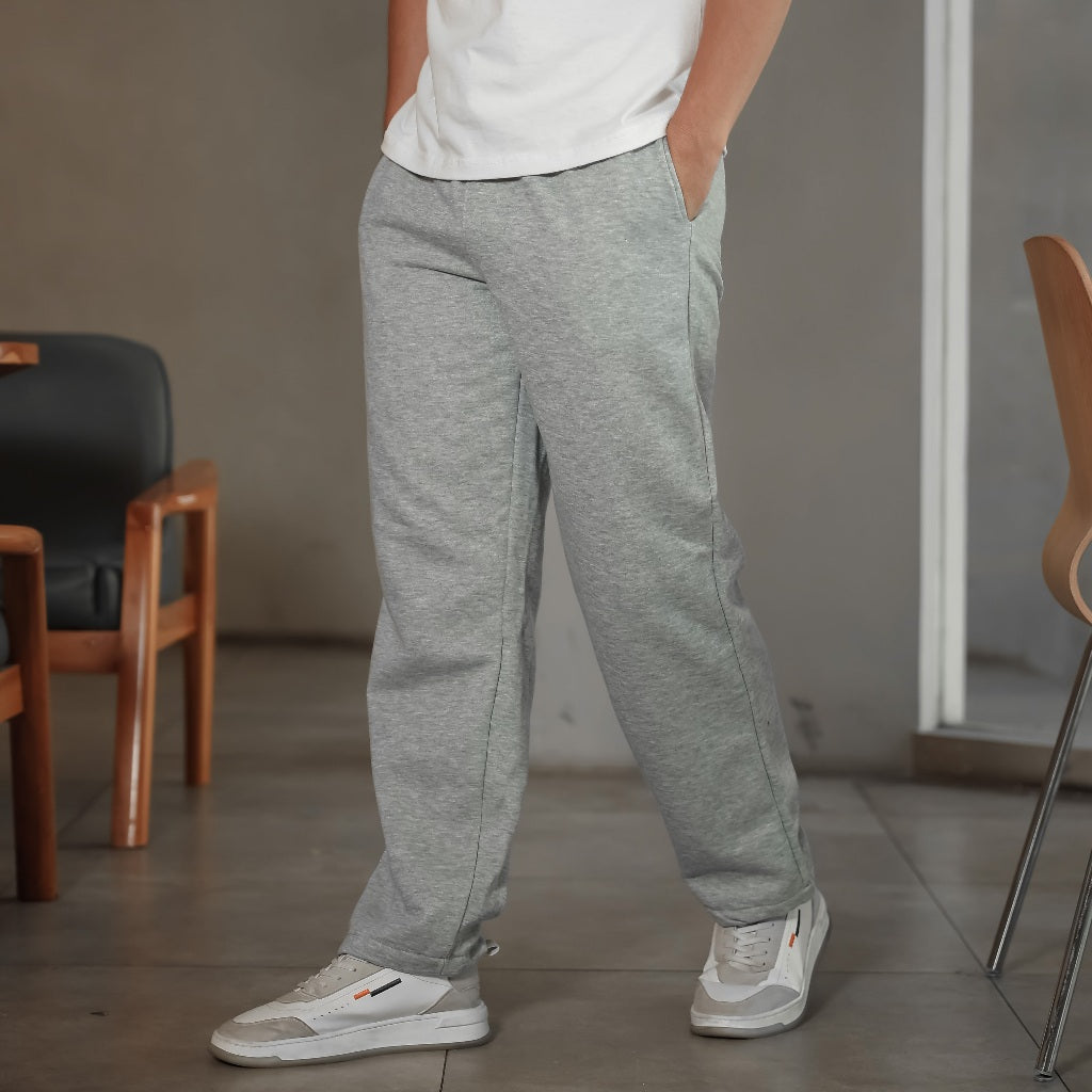 سروال رياضي واسع – gris – خفيف ومريح).